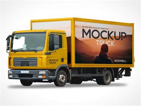 Download Box Cargo Van Delivery Truck & Cab PSD Mockup - PSD Mockups