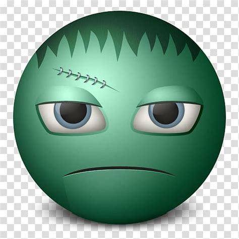 Green Emoji Illustration Emoticon Head Eye Smiley Face Frankenstein