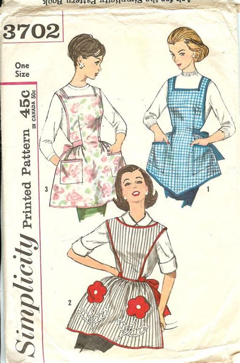 Vintage Set Of One Yard Aprons Pattern Simplicity 3702 By Xoxograndma