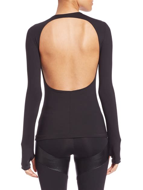 Norma Kamali Backless Long Sleeve Top In Black Lyst