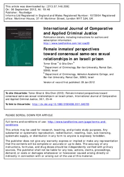 Pdf Female Inmates Perspectives Toward Consensual Same Sex Sexual