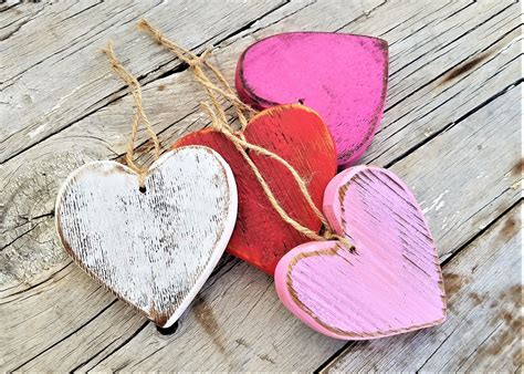Barn Wood Heart Ornaments Hanging Valentine Wood Hearts Etsy In 2021