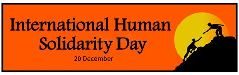 Banner People Help Person Silhouette Poster International Human Solidarity Day Orange