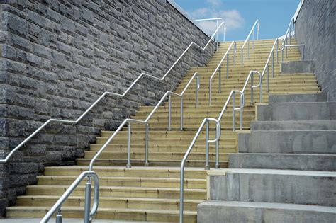 Welded rails are made of polished stainless steel pipes and special components. ADA Compliant Handrail - Aluminum & Stainless Steel | Architectural Handrail by Hollaender