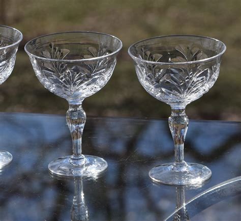 Vintage Crystal Cocktail Martini Glasses Set Of 4 Stuart Crystal England 1950 S Craft