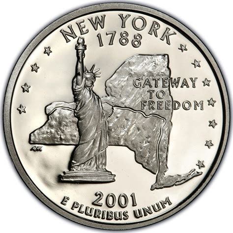Usa Quarter Dollar New York 2001 Coin Value Km 318 Coinscatalognet