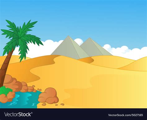 Cartoon Small Oasis In Desert Royalty Free Vector Image