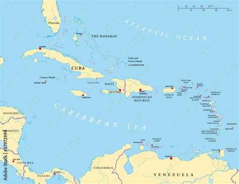 Caribbean Map With Capitals
