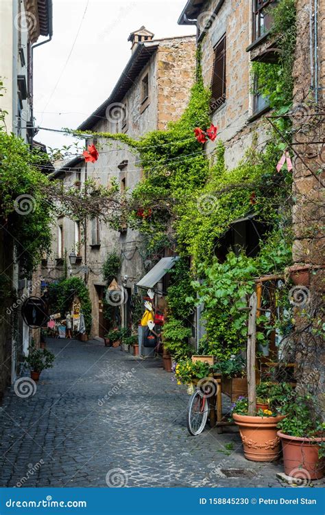 Orvieto Old Town Medieval Alley At Day In Umbria Italy Editorial Image