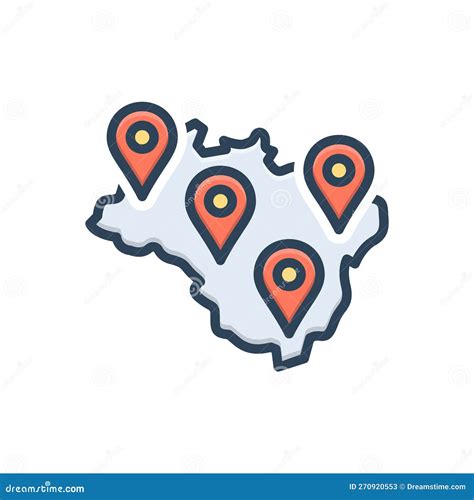 Color Illustration Icon For Regional Territorial And Location Stock