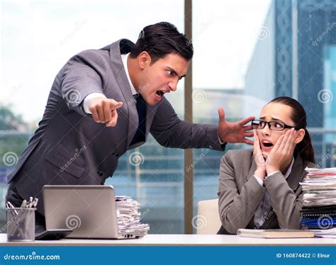 Boss Yelling At His Team Member Stock Photo Image Of Anger