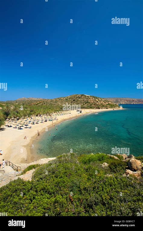 Palm Beach Vai Crete Greece Stock Photo Alamy