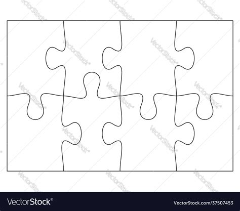 Blank Jigsaw Puzzle 8 Pieces Simple Line Art Vector Image