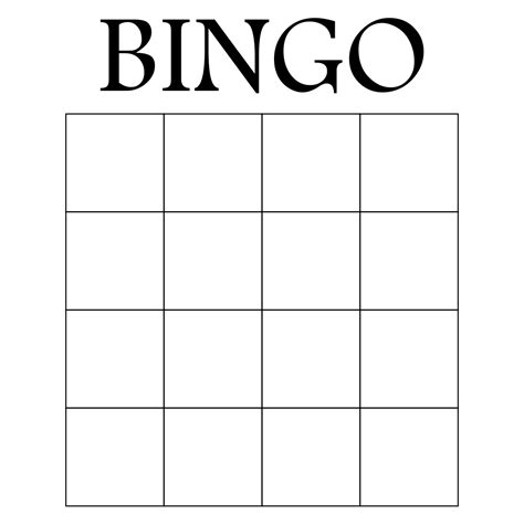 Bingo Sheets Blank 4 Bingo Cards Printable Bingo Card Printable