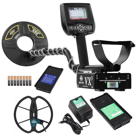 The audio mode can be used with either a speaker or headphones. Whites Spectra VX3 Metal Detector with 9.5" and 13" Detech ...