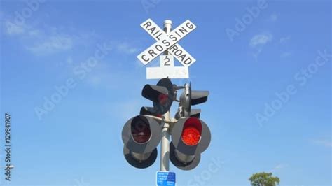 Stock Video Of Close Up Railroad Crossing With Active Guards And