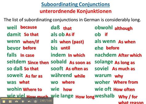 Coordinating conjunctions consist of seven words. Language Teacher's Toolbox: German: Subordinating Conjunctions