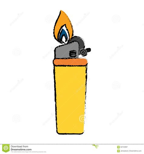 Drawing Yellow Gas Lighter Flame Icon Stock Vector Illustration Of