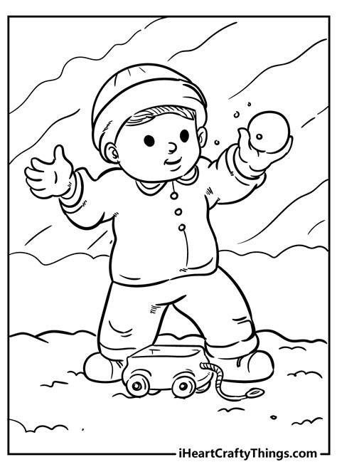 Snowball Fight Coloring Pages