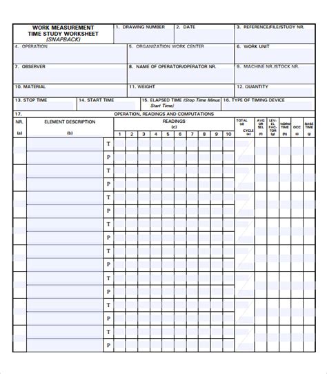 sample time study template  documents