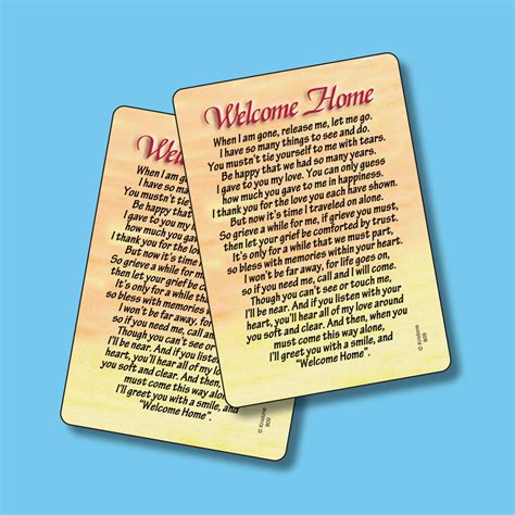 Welcome Home Poem 2 Verse Cards Sku 809 Ebay