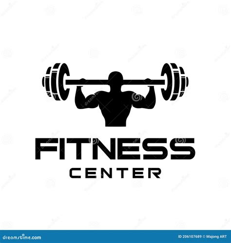 Fitness Club Logo Or Emblem With Woman And Man Silhouettes Stock Vector