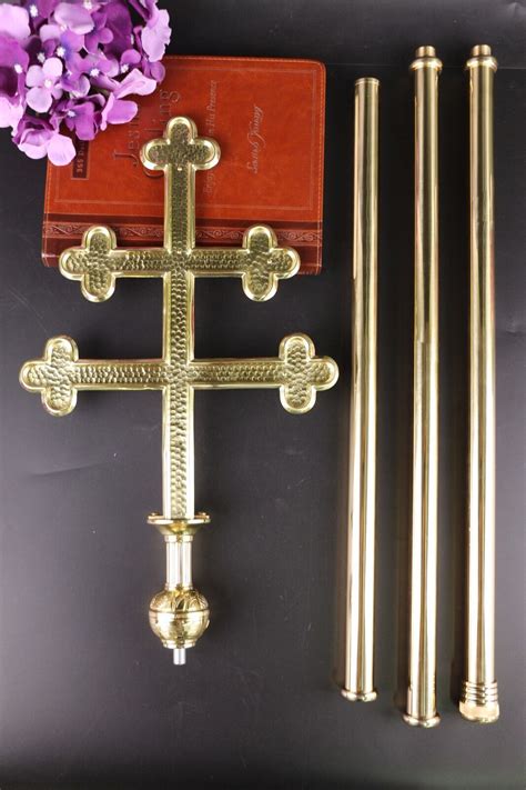 Brass Crozier Double Bar Cross Bishop Staff Crosier 78 High G 43 Ebay