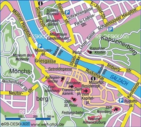 Die parkgebühr wird automatisch von der karte abgebucht. Karte von Salzburg, Zentrum (Stadt in Österreich) | Welt ...