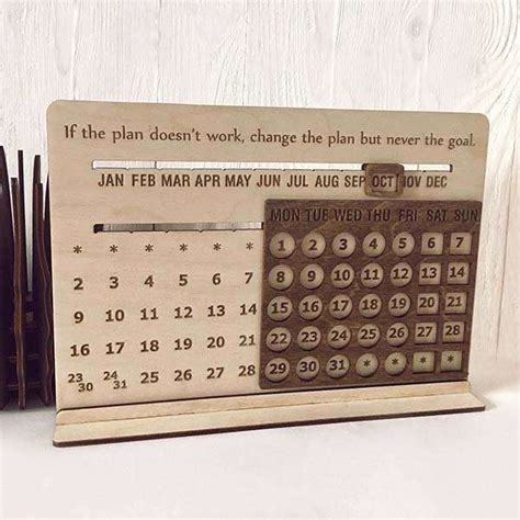Handmade Desk Wooden Perpetual Calendar Gadgetsin