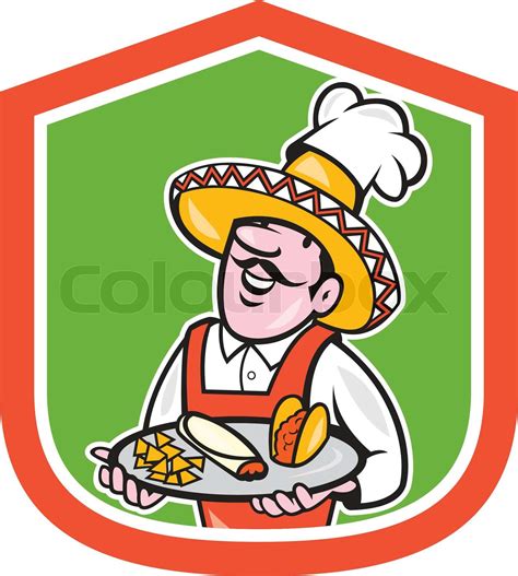 Mexican Chef Cook Shield Cartoon Stock Vector Colourbox