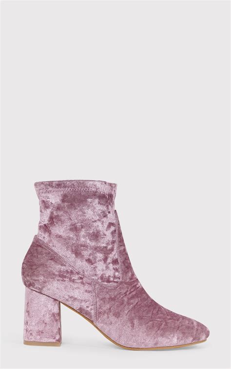 hayden blush crushed velvet ankle boots boots prettylittlething