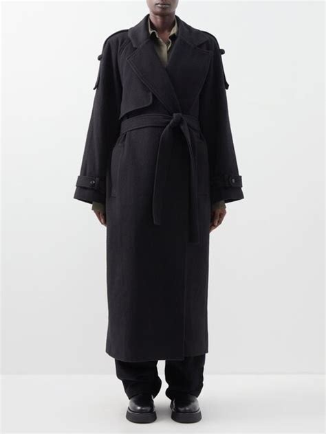 The Frankie Shop Suzanne Belted Wool Blend Felt Trench Coat Shopstyle