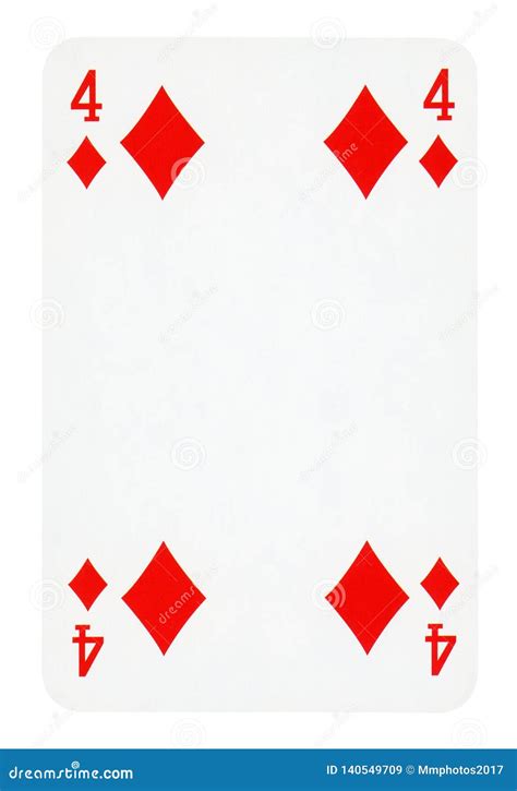 Four Of Diamond Playing Card Isolated On White Stock Image Image Of