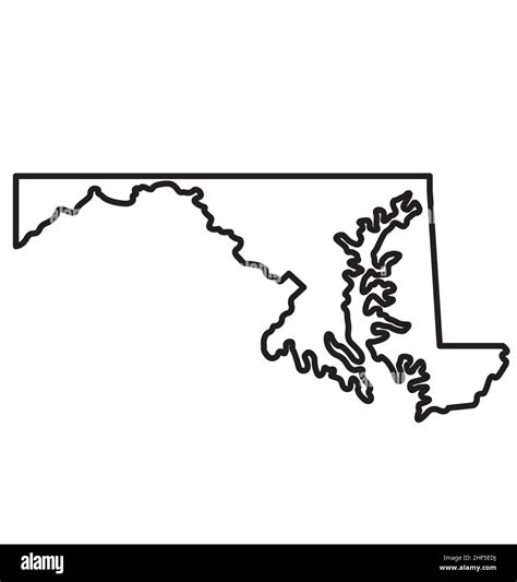 Maryland Md State Shape Map Silhouette Outline Simplified Usa Vector