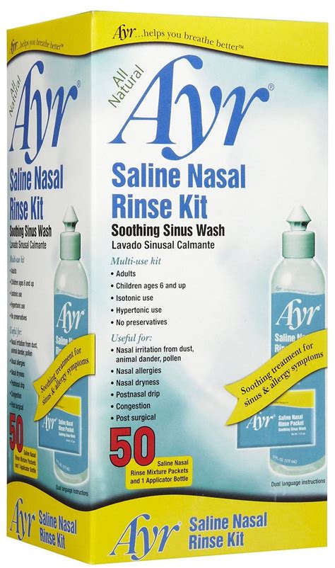 Ayr Saline Sinus Rinse Kit with Bottle - 50 Packets