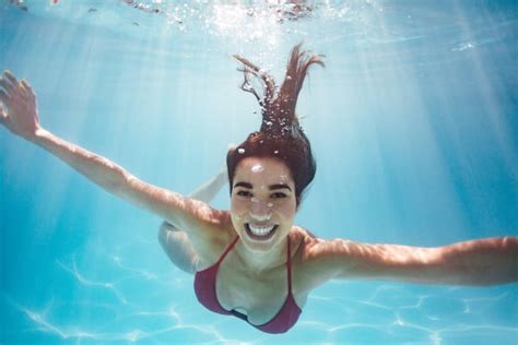 Royalty Free Underwater Woman Portrait In Swimming Pool Pictures