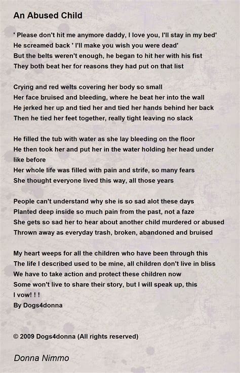 An Abused Child An Abused Child Poem By Donna Nimmo