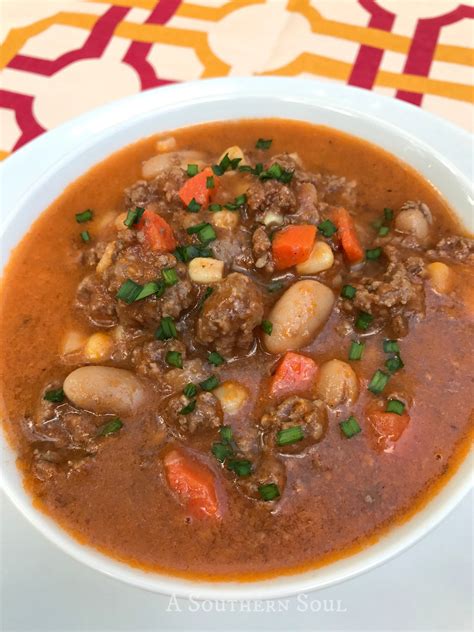 Beef And Bean Slow Cooker Soup A Southern Soul