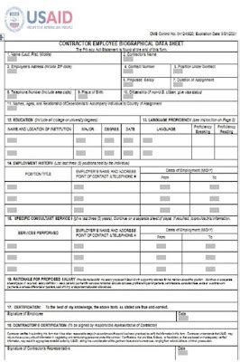usaid biodata form  car insurance  sample contracts