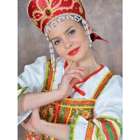 Darya Russian Traditional Costume Sundress And Headdress