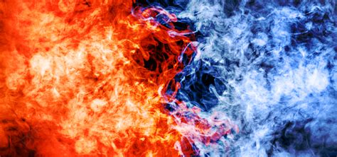 Abstract Fire And Ice Element Balance Background Flame Illustration