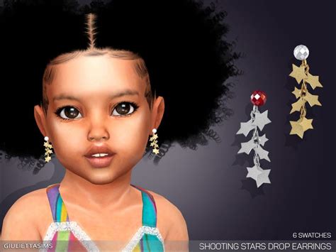 Sims 4 — Shooting Stars Drop Earrings For Toddlers By Giuliettasims