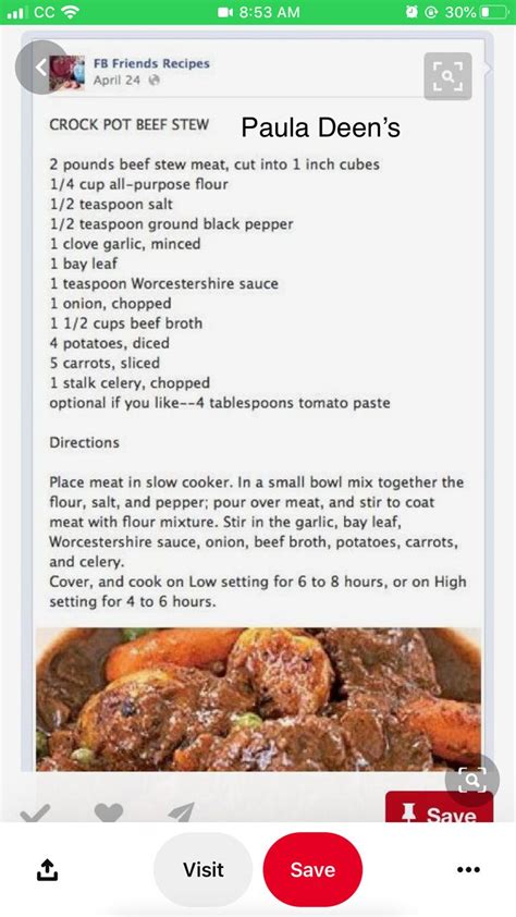 Search our recipe database for delicious recipes. Paula Deen's Crockpot Beef Stew | Beef stew crockpot ...