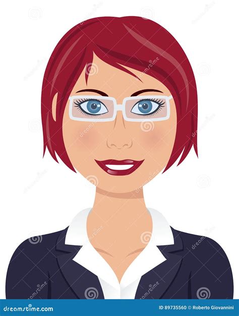 red hair business woman with glasses stock vector illustration of dress elegance 89735560