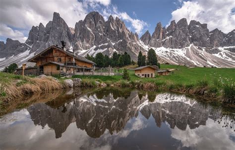 Wallpaper Mountains Lake Reflection Alps Italy The Dolomites