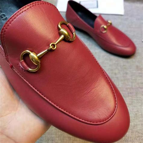 Gucci Women Leather Horsebit Loafer 127cm Height Red Lulux