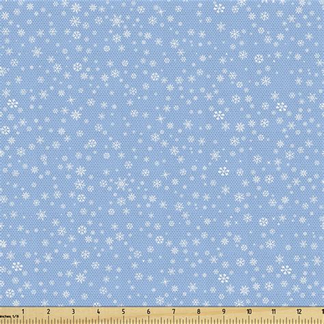 Winter Fabric By The Yard Little Snowflakes Falling From The Sky