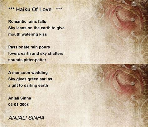 Haiku Of Love Poem By Anjali Sinha Poem Hunter Comments