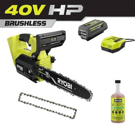 Ryobi 40v Hp Brushless 12 In Top Handle Battery Chainsaw Wextra Chain