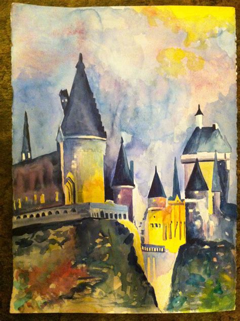 Hogwarts Watercolour Painting Hogwarts Harry Potter Geek Stuff Pins